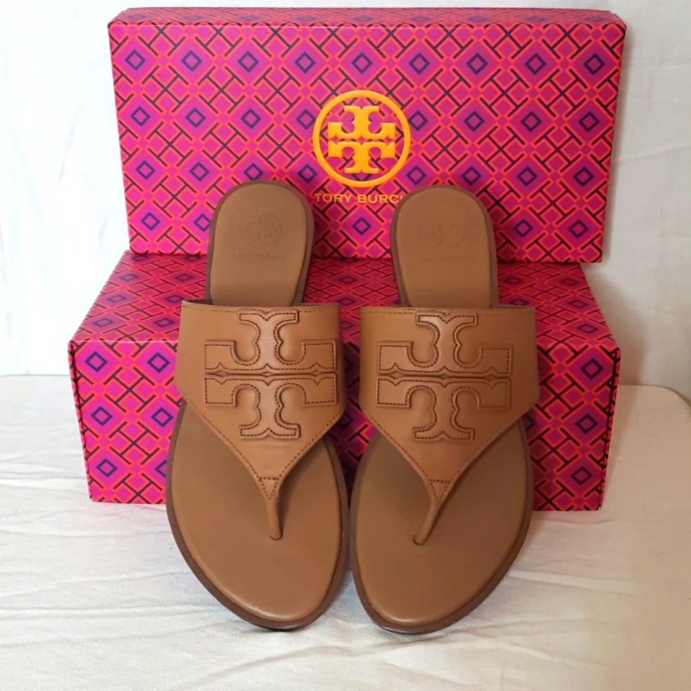 Tory Burch Weston Full Logo Thong Sandal - Picture 1 of 9